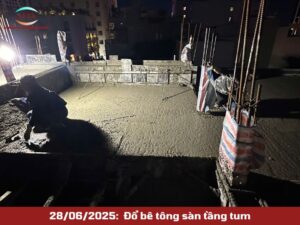 Đổ bê tông sàn tầng tum
