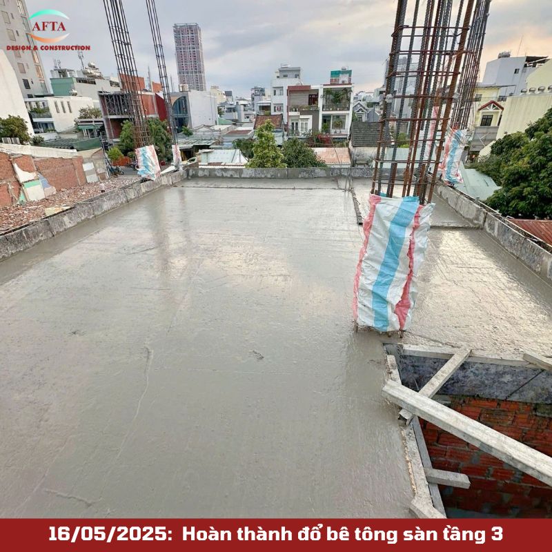 Hoàn thành đổ bê tông sàn tầng 3