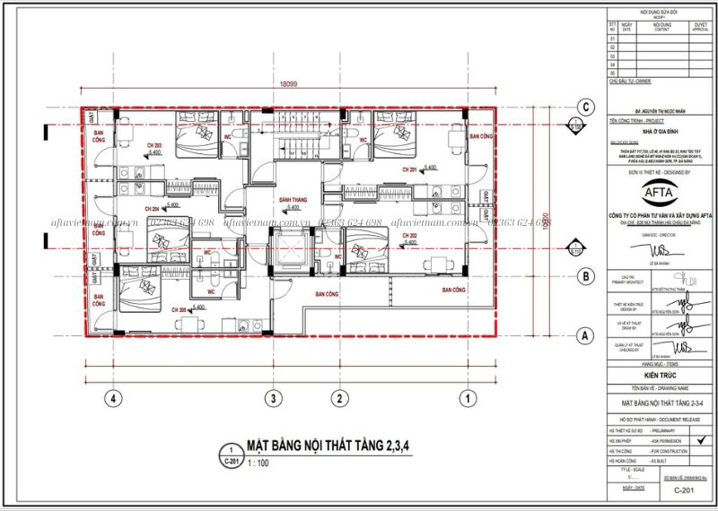 Mặt bằng công năng tầng 2 3 4