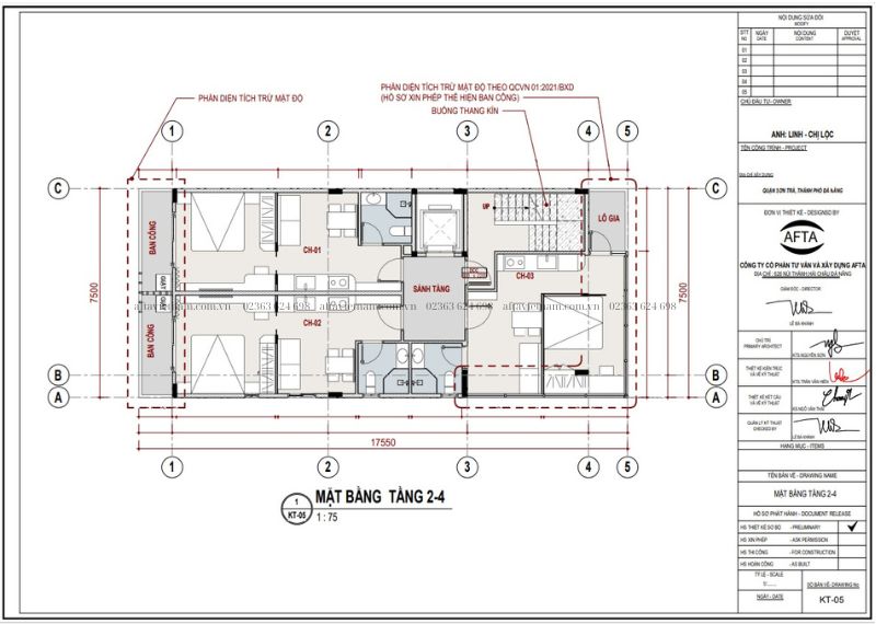 Mặt bằng tầng 2 3 4