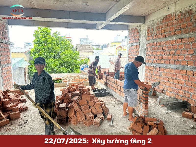 Xây tường tầng 2