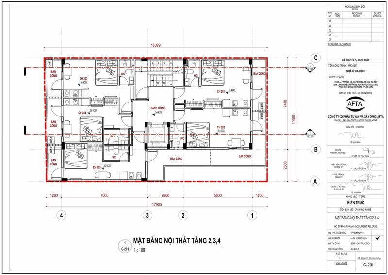 Công năng sử dụng tầng 2,3,4