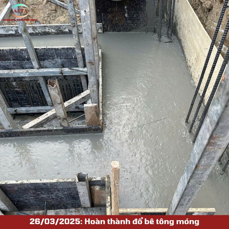 Hoàn thành đổ bê tông móng