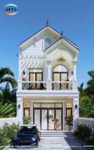 Phối cảnh ngoại thất nhà mái thái 2 tầng