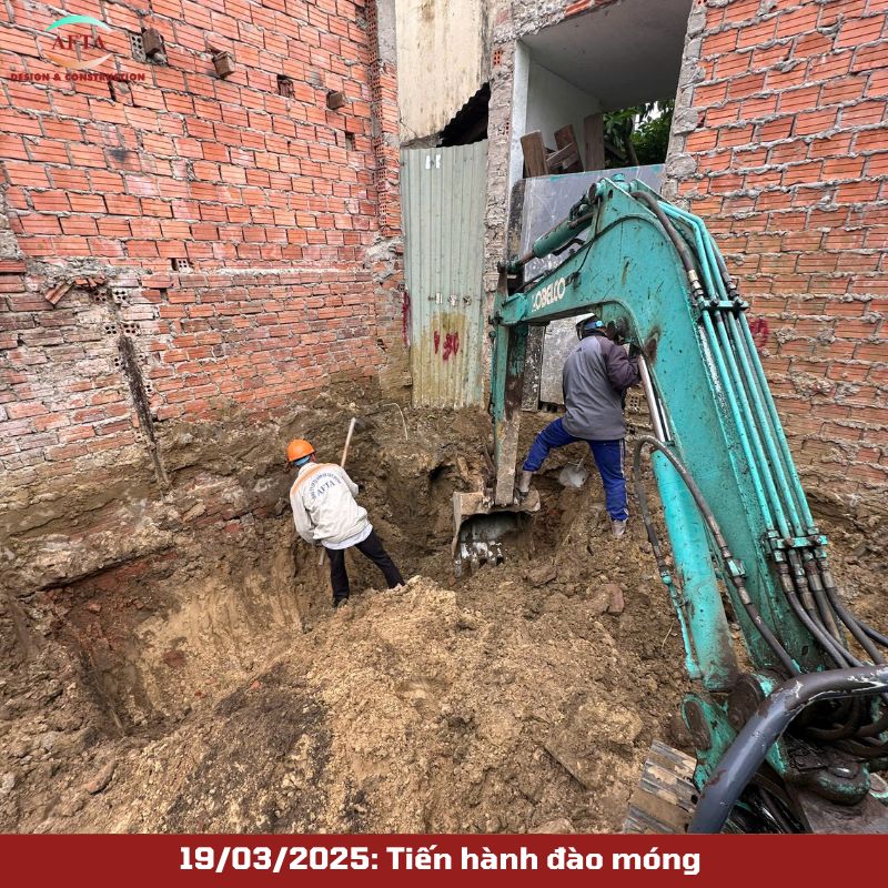Tiến hành đào móng