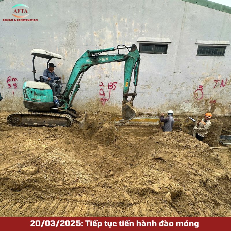 Tiếp tục đào móng