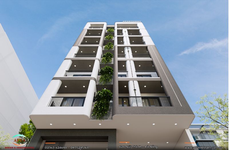 Phối cảnh ngoại thất căn hộ 7 tầng