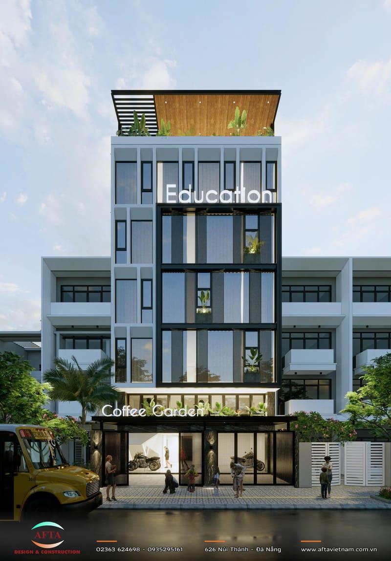 Phối cảnh thiết kế tòa nhà dạy học 5 tầng