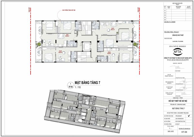 Mặt bằng tầng 7 - Căn hộ 7 tầng