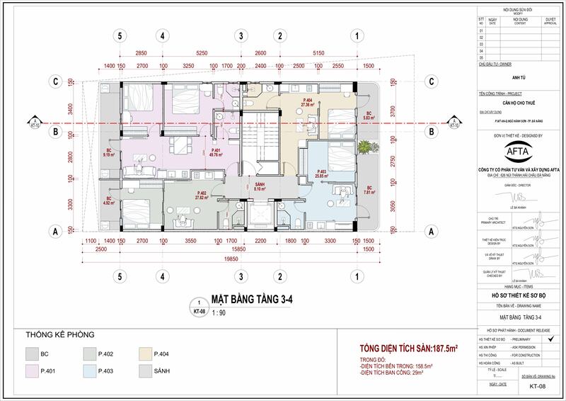 Mặt bằng tầng 3.4 căn hộ Địa Trung Hải