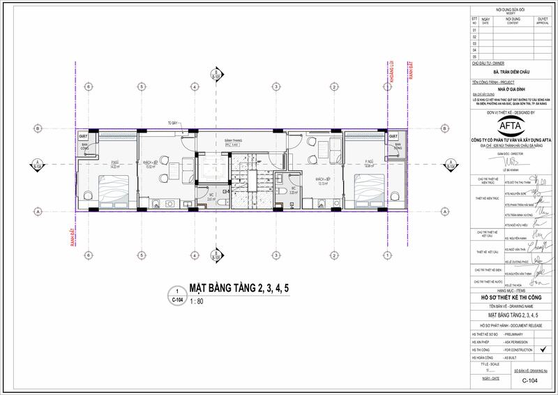 Mặt bằng căn hộ tầng 2,3,4,5
