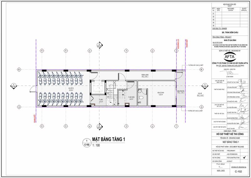 Mặt bằng căn hộ 5x20 - Tầng 1