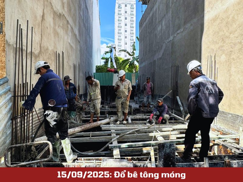 Đổ bê tông móng