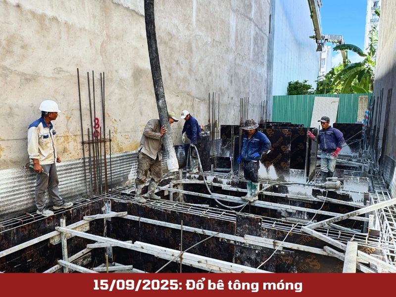 Đổ bê tông móng