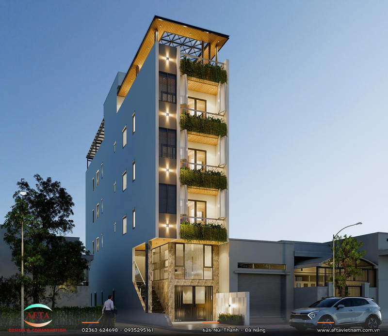 Mẫu căn hộ 4 tầng 2 phòng ngủ hiện đại