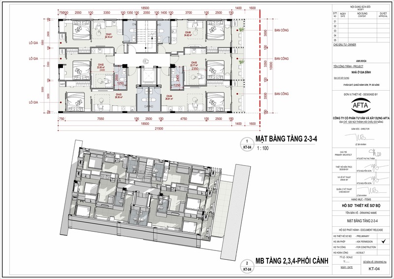 Mặt bằng tầng 2,3,4