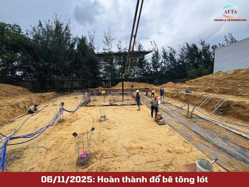 Chuẩn bị đổ bê tông lót
