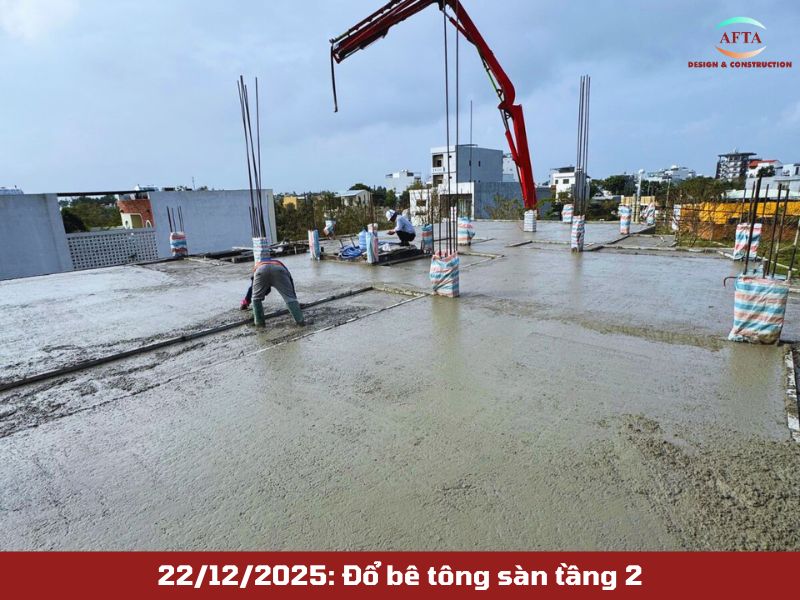 Đổ bê tông sàn tầng 2