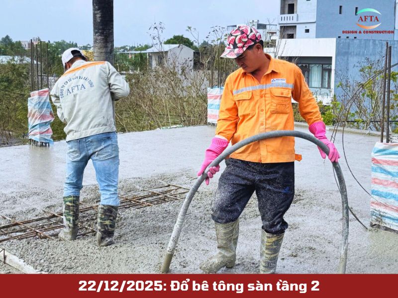 Đổ bê tông sàn tầng 2