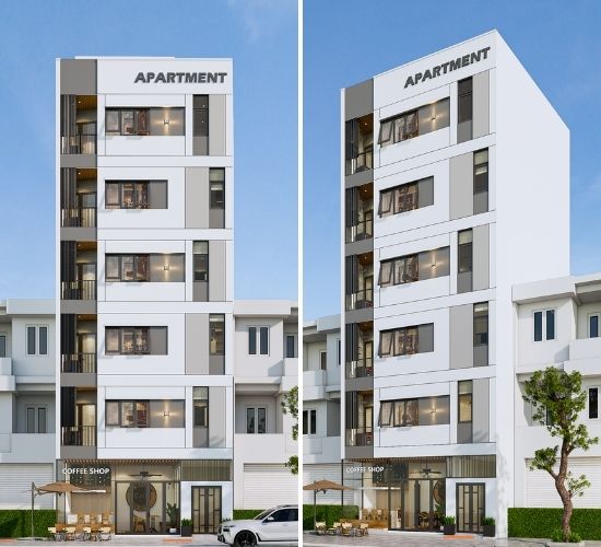 Mẫu thiết kế căn hộ cho thuê 6 tầng 1 tum 7x8m