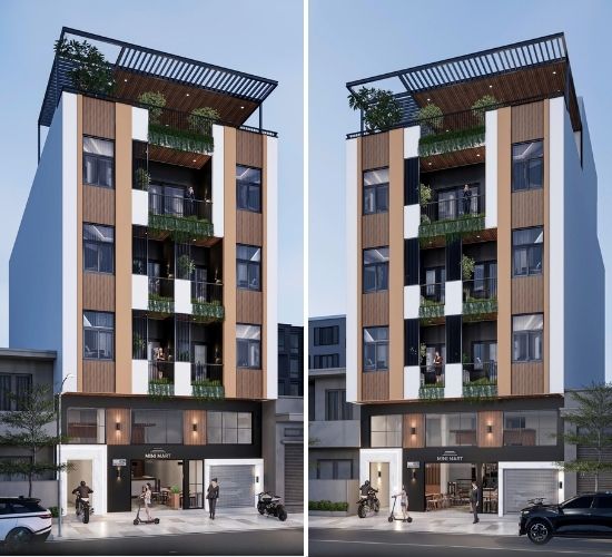 Căn hộ cho thuê 2 lô 4 tầng 1 lửng 1 tum