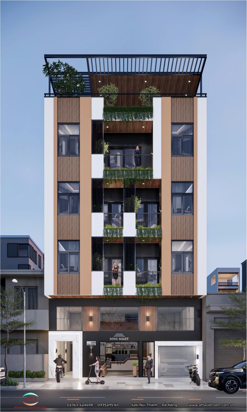 Căn hộ cho thuê 2 lô 4 tầng 1 lửng 1 tum