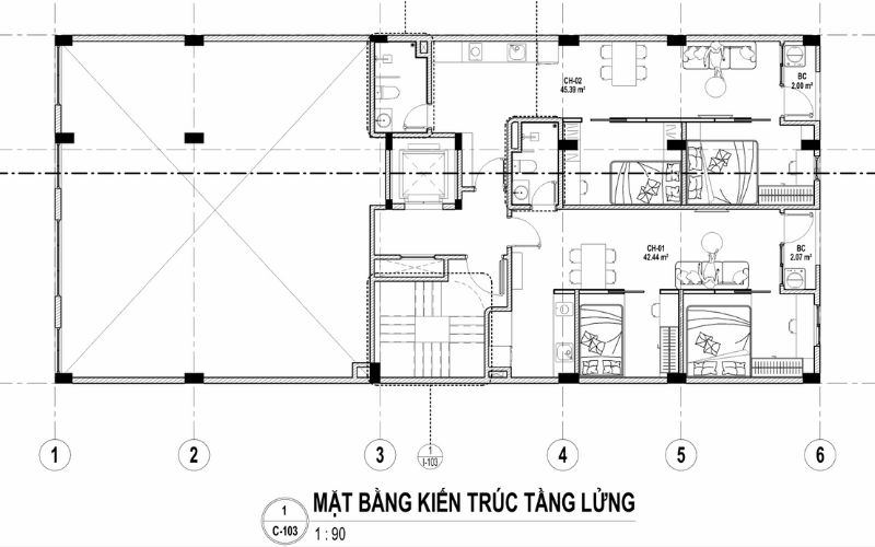 Mặt bằng kiến trúc tầng lửng