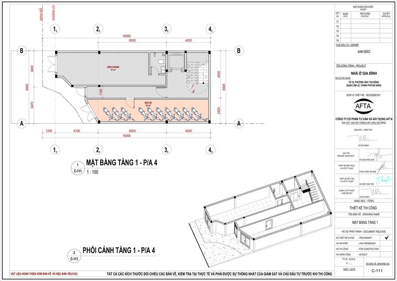 Mặt bằng công năng tầng 1 căn hộ kết hợp kinh doanh