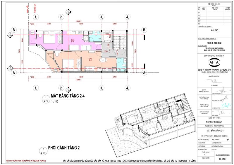 Mặt bằng tầng 2,3,4