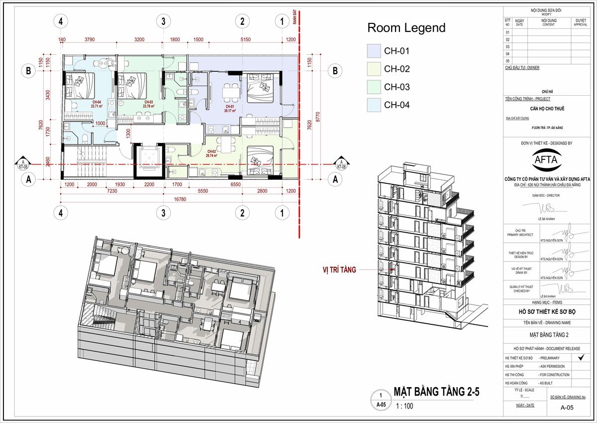 Mặt bằng tầng 2,3,4,5