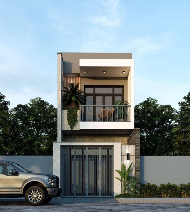 Mẫu nhà mái bằng 2 tầng