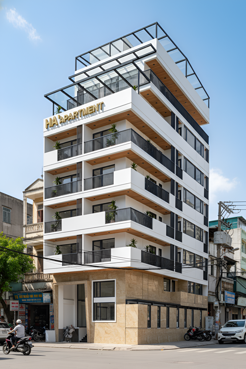 Thiết kế 3D ngoại thất căn hộ 10 tầng tại Đà Nẵng