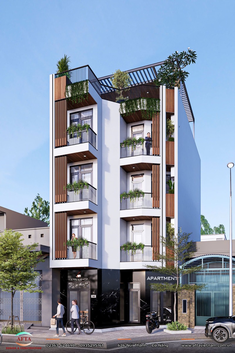 Mặt tiền căn hộ 5 tầng kết hợp kinh doanh cafe