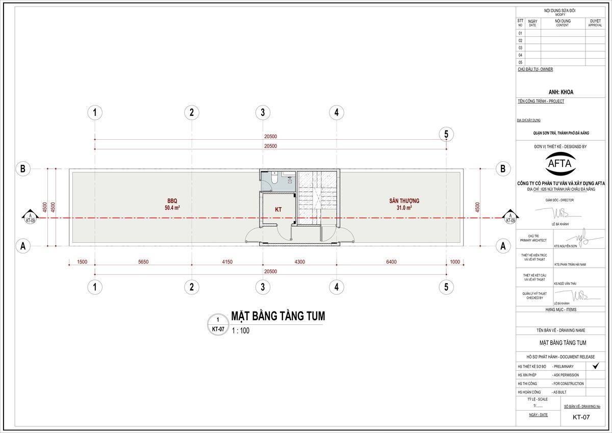 Mặt bằng tầng tum
