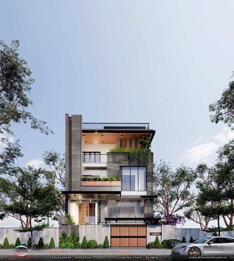 Biệt thự 4 tầng phong cách hiện đại