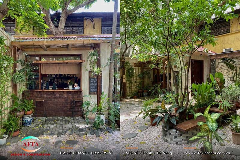 Cây cối đóng vai trò tản mát cho quán cafe sân vườn 200m2