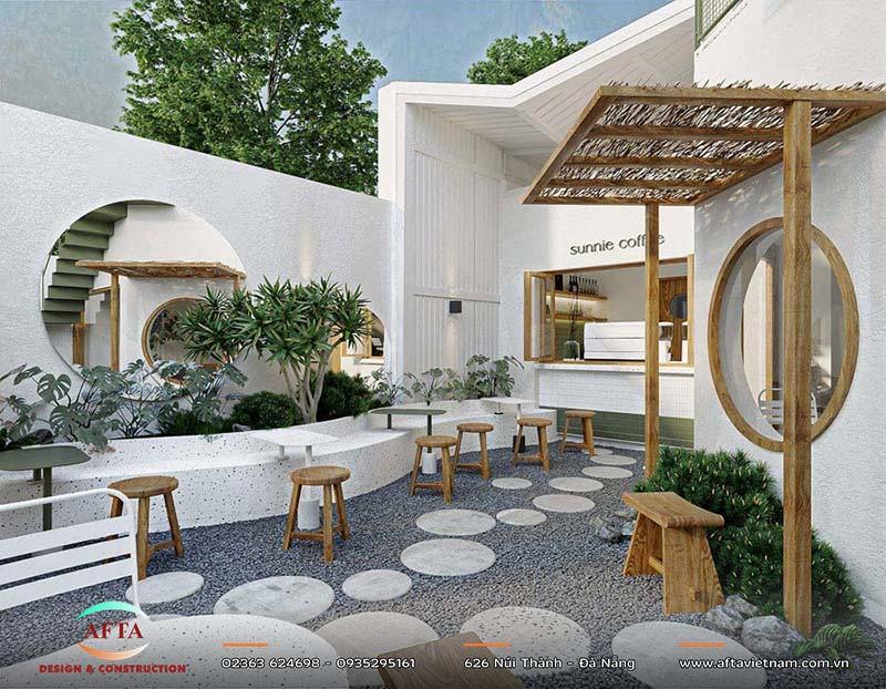 Tận dụng ánh sáng tự nhiên khi thiết kế quán cafe sân vườn 200m2