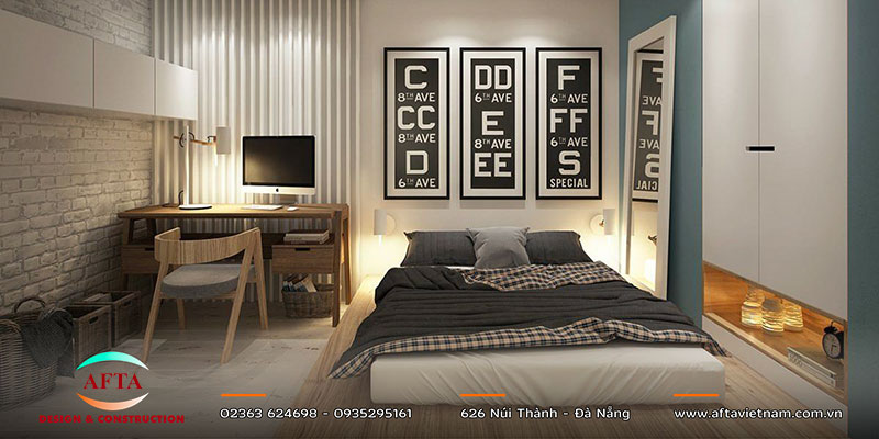 Góc làm việc nhỏ trong căn hộ 1 phòng ngủ