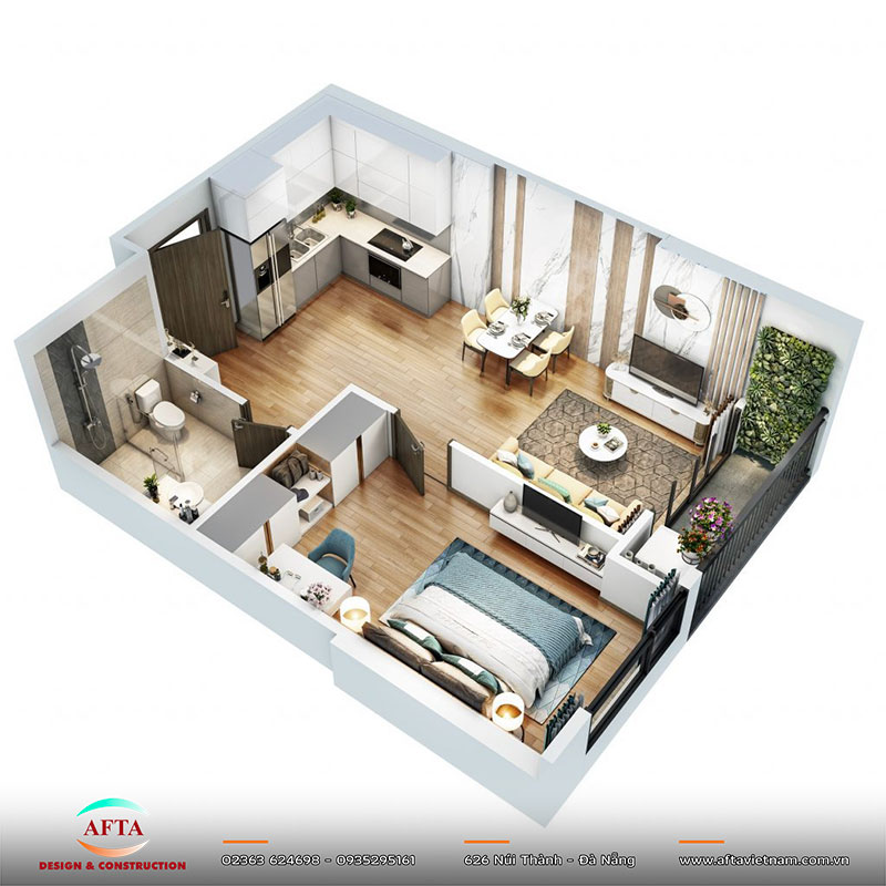 Phòng ngủ được bố trí tách khỏi khu sinh hoạt chung