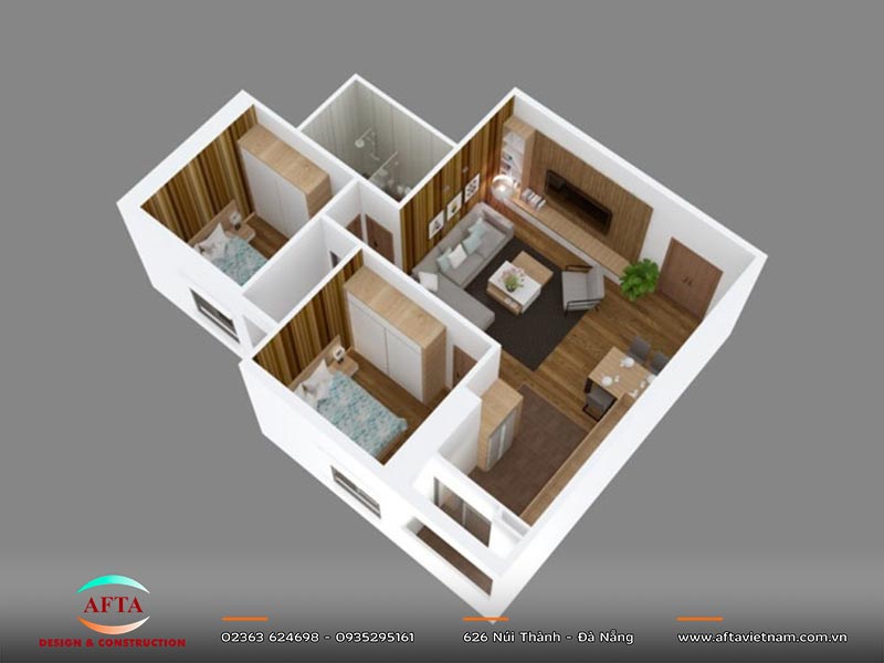 Căn hộ sử dụng một WC trung tâm